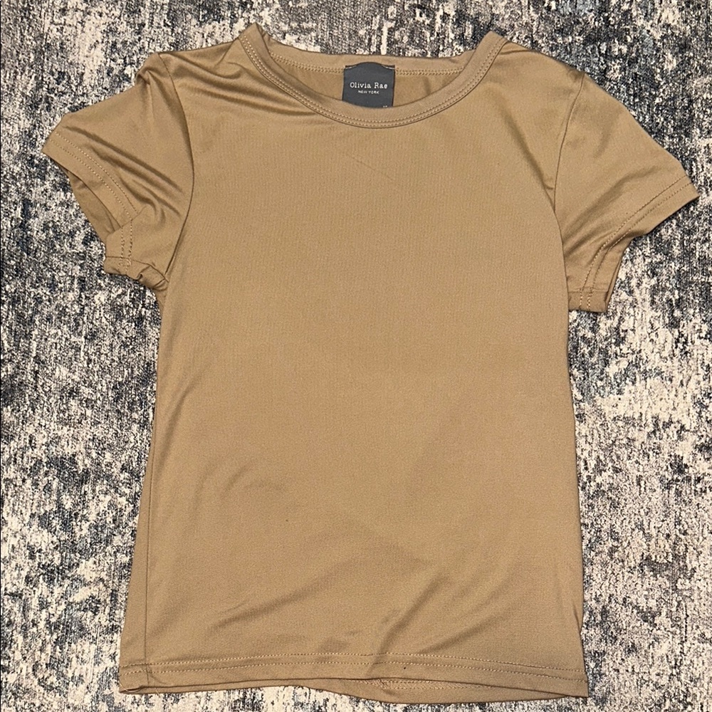 Olivia Rae Tan Puff Sleeve Fitted Tee
